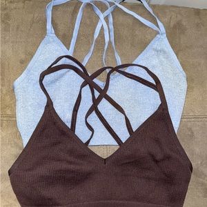 Aerie ribbed bralettes (both size small-brown and blue)